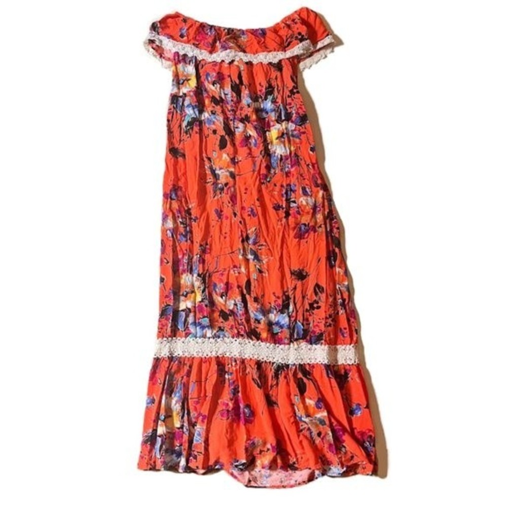 PinkBlush Orange Floral‎ Maxi Dress Size Small - Picture 2 of 6